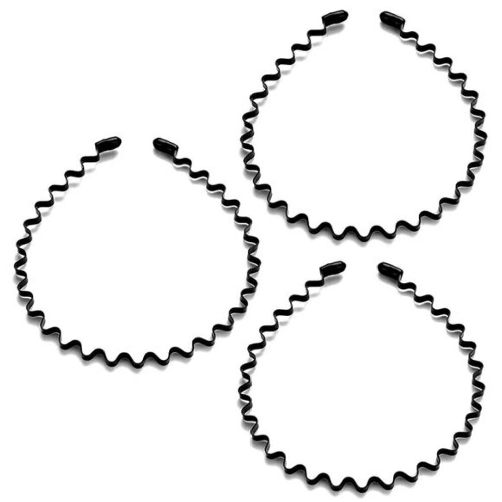 ⚡Men H-New 3pcs Metal Fashion Unisex Wavy Outdoor Sports Simple Elastic Headband